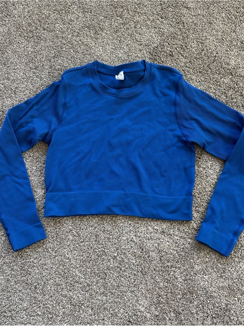 DSG Cropped Long-Sleeve Women's Large Ribbed Royal Blue Athletic Shirt EUC